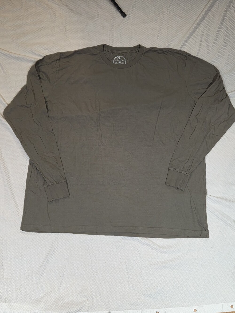 100% Cotton 4XL Long-Sleeve Crewneck Shirt - Olive Green